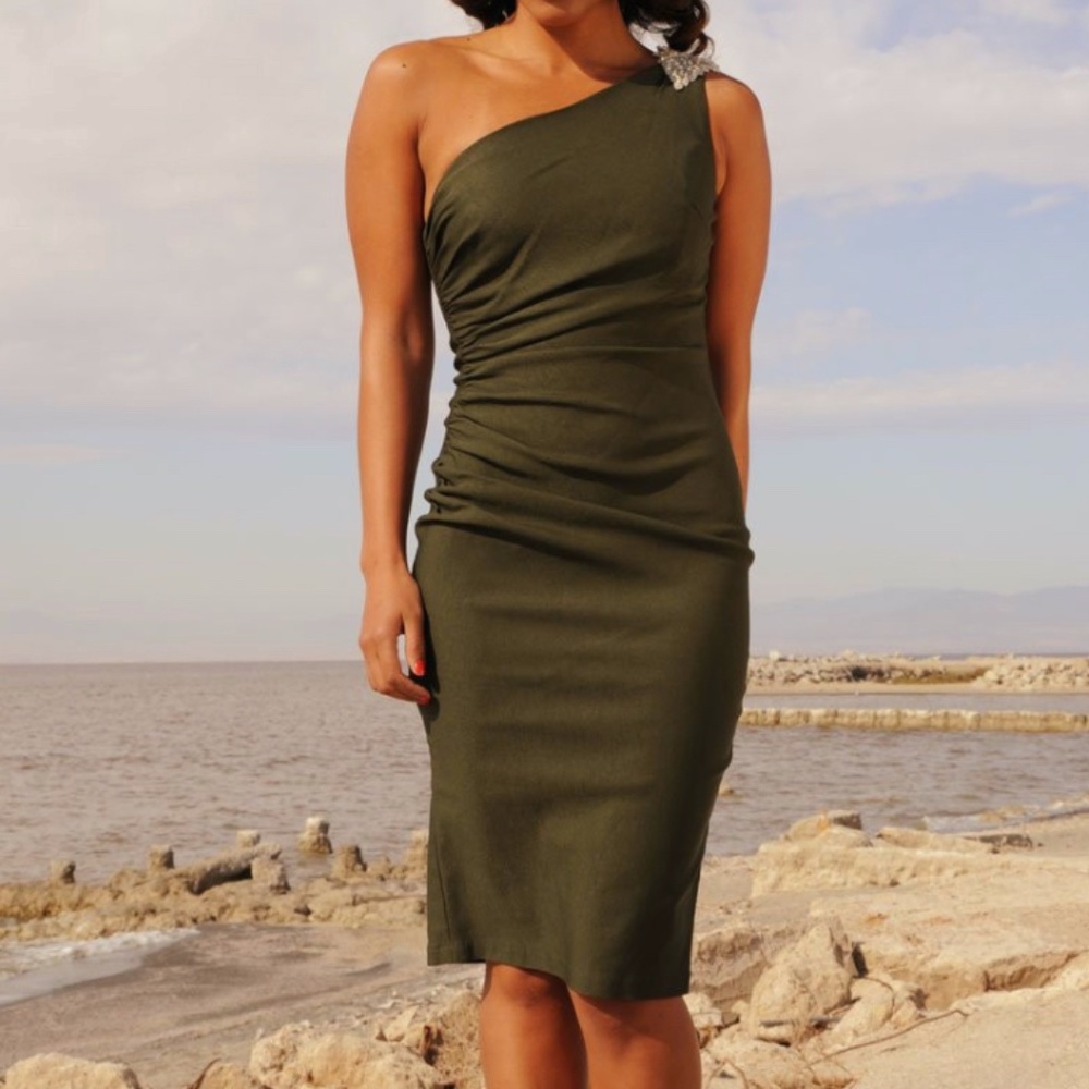 Pinup Couture Vivien Dress in Olive, Size M